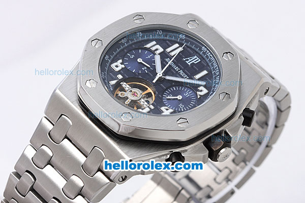 Audemars Piguet Royal Oak Alinghi Tourbillon Automatic with Blue Dial and White Marking-SS Strap - Click Image to Close